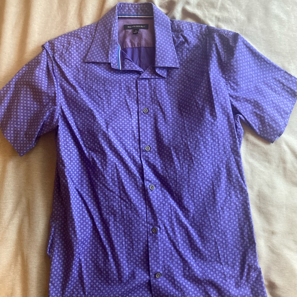 Banana Republic Purple Patterned Casual Shirt
